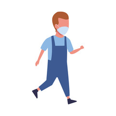 young boy using face mask for covid19