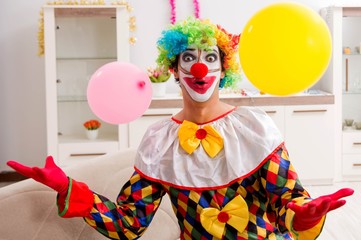 Funny clown in Christmas celebration concept