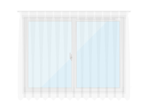 窓とレースカーテンのイラスト Stock Vector Adobe Stock