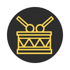 musical drum and drumsticks instrument percussion celebration block and line icon