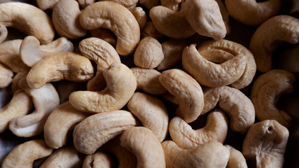 close up shot of cashew nuts gathering