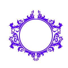 round frame with purple flowers. vector illustration.