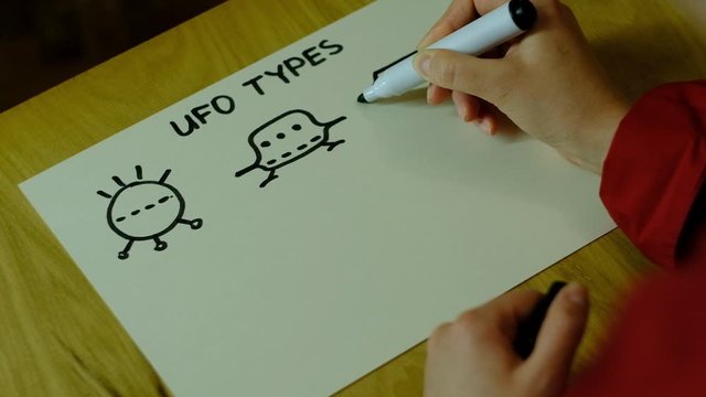 the image on paper of various types of alien aircraft