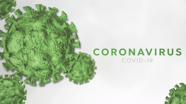 Green 3D Animation of the Coronavirus (COVID-19) on white background. Concept of SARS-CoV-2 Virus Infection. Medical wallpaper. 4K.