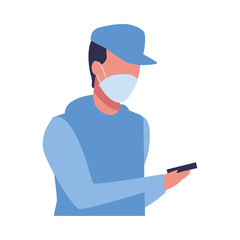 man using face mask for covid 19