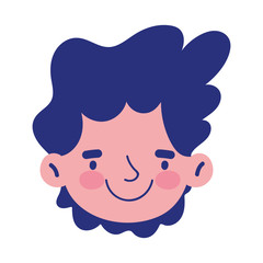 young boy face cartoon isolated icon on white background