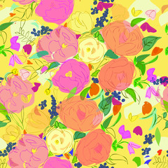 seamless floral pattern.flower repeat pattern.fabric design for summer.floral fabric design.wrapping paper template.textile design.