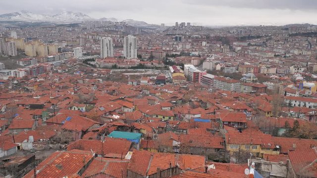 View of the Turkish capital Ankara from the castle on top.
