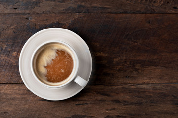 Expresso hot coffee on old  wooden background