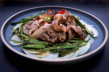Fried Beef Brisket with garlic chives salad