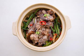 Fried Beef Brisket with garlic chives salad