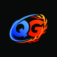 Initial Letters QG Fire Logo Design