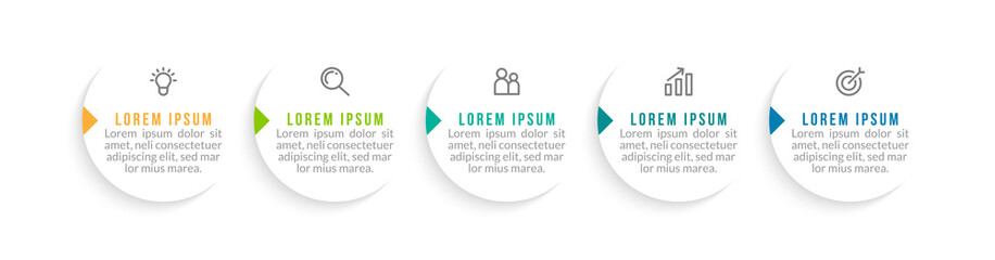 Minimal infographic template design with numbers five options or steps.
