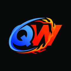 Initial Letters QW Fire Logo Design