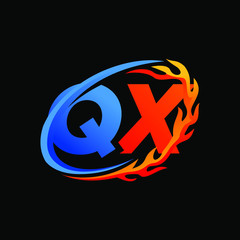 Initial Letters QX Fire Logo Design