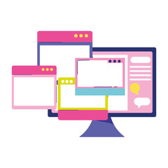 education online, computer screen meeting message website pages