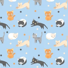 Gordijnen Katten schattig patroon 2 © Diana Bedoya