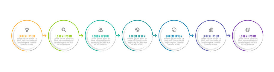 Minimal infographic template design with numbers seven options or steps.