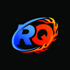 Fototapeta premium Initial Letters RQ Fire Logo Design