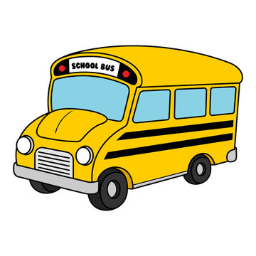 Vector Cartoon School Bus Illustration