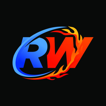 Initial Letters RW Fire Logo Design