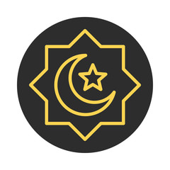 eid mubarak islamic religious ornament moon star block and line icon
