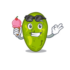 Cartoon design concept of cyanobacteria having an ice cream