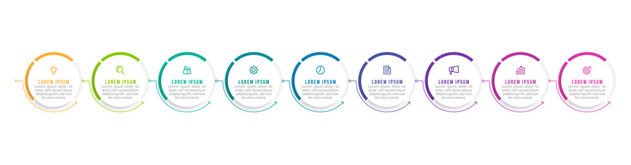 Minimal infographic template design with numbers nine options or steps.