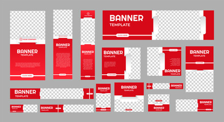 set of creative web banners of standard size with a place for photos. Business ad banner. Vertical, horizontal and square template. vector illustration EPS 10
