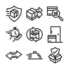 delivery cargo service logistic shipping commerce icons set line style