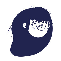 cute young woman face cartoon isolated icon on white background