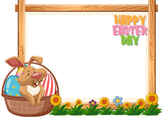Border template design with easter bunny and eggs