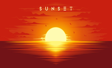 Beautiful sunset illustration vector