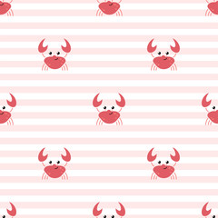 Obraz premium Cute Cartoon Crab. Colored Seamless Vector