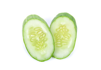 Fresh cucumber slice isolated on white background