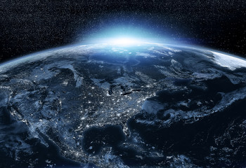 North America viewed from space by night