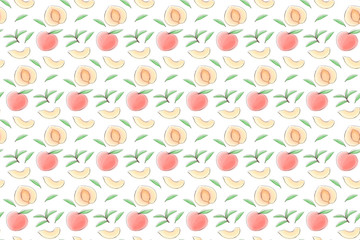 pattern with peaches and leaves
