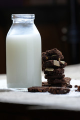 almond brownies with milk and bread
