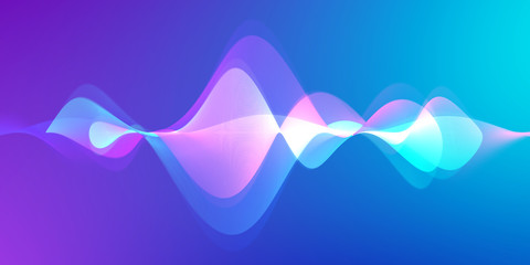Speaking sound wave lines illustration.Colorful gradient motion abstract background.