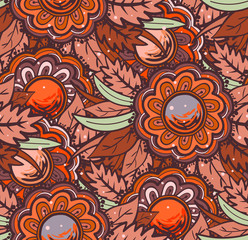 Fototapeta premium Vector seamless pattern with camomiles. Continuous floral design. Printing on textiles, for scrapbooking. Wallpaper. Botanic camomiles flower cover Print