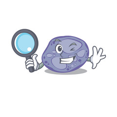 Smart Detective of blue planctomycetes mascot design style with tools