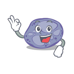 Blue planctomycetes mascot design style with an Okay gesture finger