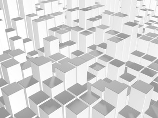 White cubes structure. Abstract futuristic background.