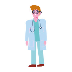 Fototapeta premium male doctor professional medical character with stethoscope