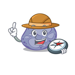 mascot design concept of blue planctomycetes explorer with a compass