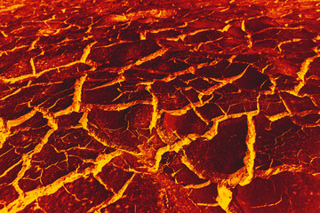 The ground is full of lava, Lava ground background, Global warming.