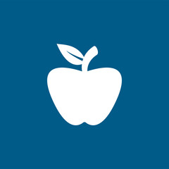 Apple Icon On Blue Background. Blue Flat Style Vector Illustration