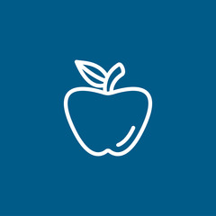 Apple Line Icon On Blue Background. Blue Flat Style Vector Illustration