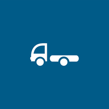 Big Truck Icon On Blue Background. Blue Flat Style Vector Illustration
