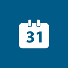 Calendar Icon On Blue Background. Blue Flat Style Vector Illustration